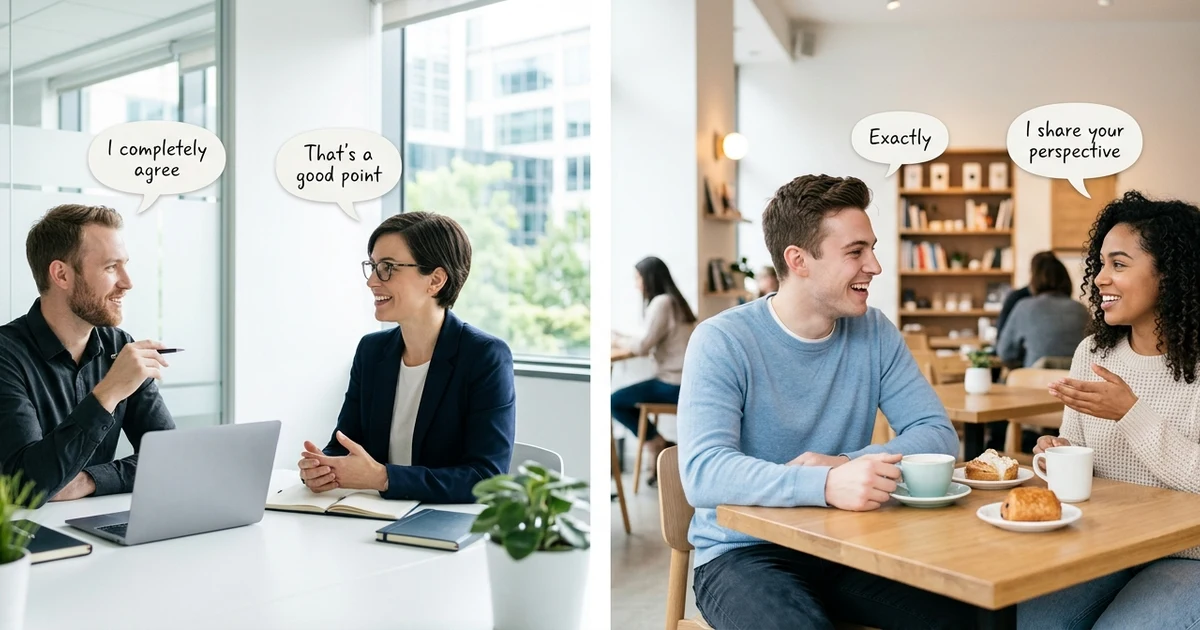 Professional and casual alternatives to say I agree with you with examples for everyday and workplace communication.