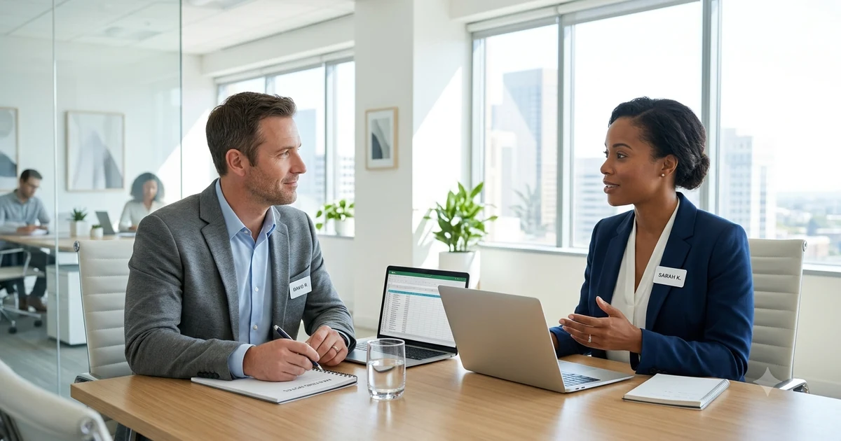 Business professional responding empathetically to a frustrated client during a meeting