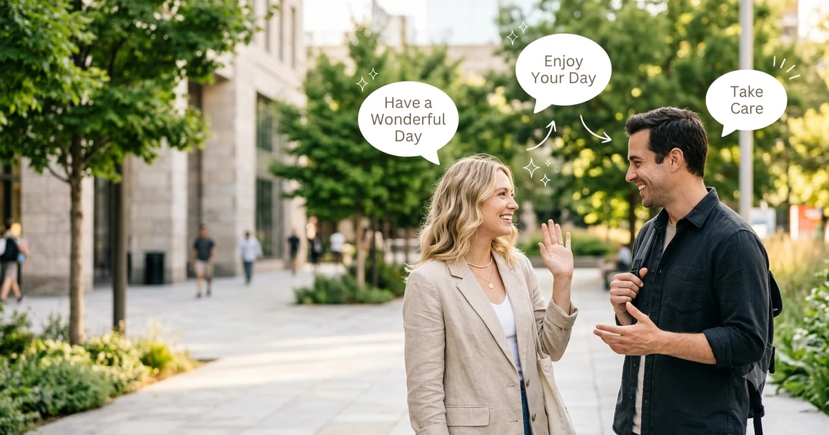 Illustration of friendly alternatives to Have a Great Day for professional emails, text messages, and everyday conversations.