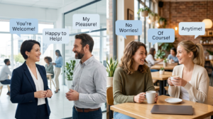 Professional and casual alternatives to saying no problem with examples for workplace and everyday conversations.