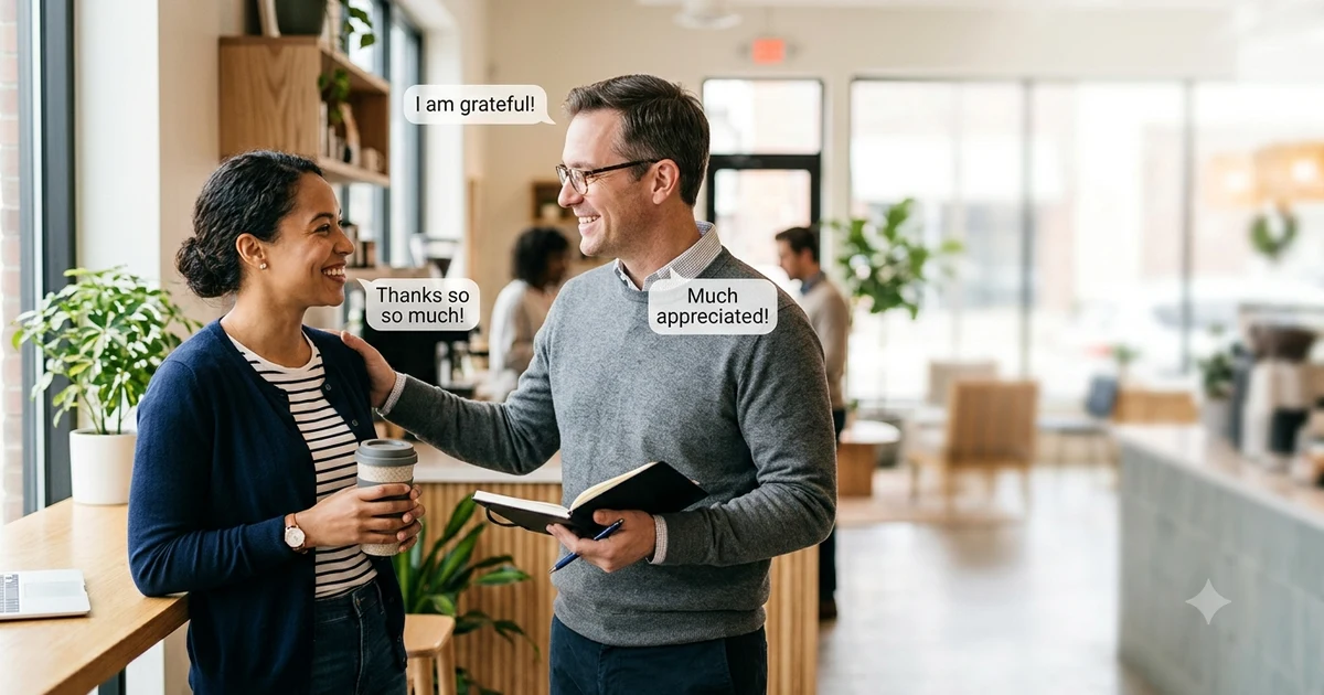 Illustration showing different ways to say I appreciate it in professional and everyday conversations.